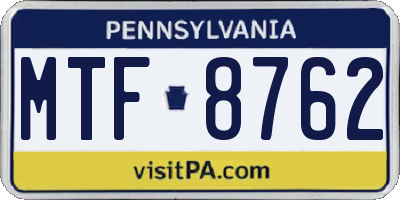 PA license plate MTF8762