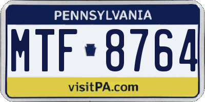 PA license plate MTF8764