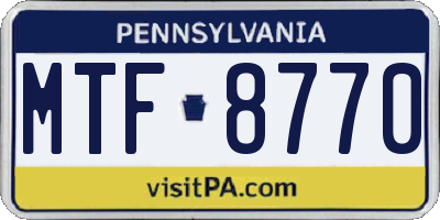PA license plate MTF8770