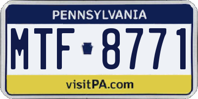 PA license plate MTF8771