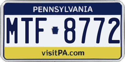 PA license plate MTF8772