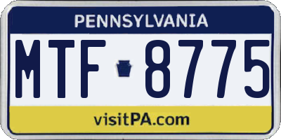 PA license plate MTF8775