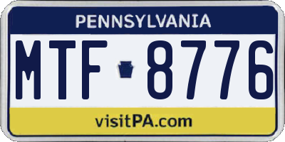 PA license plate MTF8776