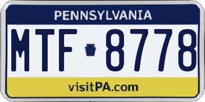 PA license plate MTF8778