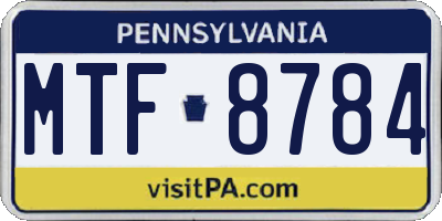 PA license plate MTF8784