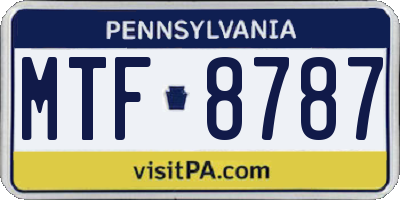PA license plate MTF8787