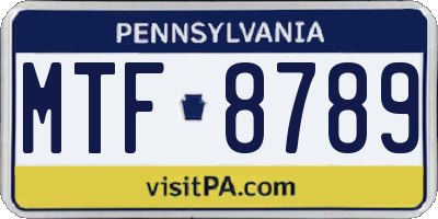 PA license plate MTF8789