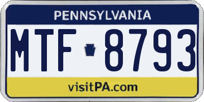 PA license plate MTF8793
