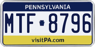 PA license plate MTF8796