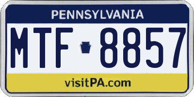 PA license plate MTF8857