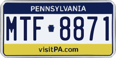 PA license plate MTF8871