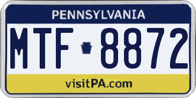 PA license plate MTF8872