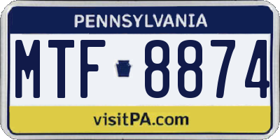 PA license plate MTF8874