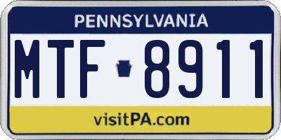 PA license plate MTF8911