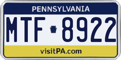 PA license plate MTF8922