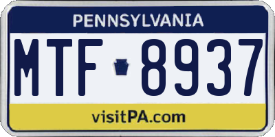 PA license plate MTF8937