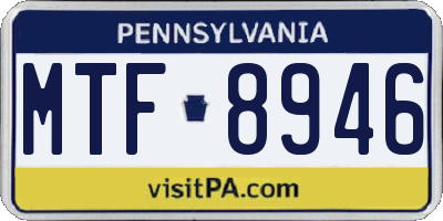 PA license plate MTF8946