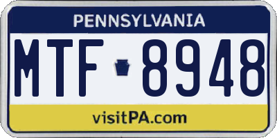 PA license plate MTF8948