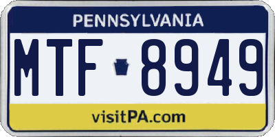 PA license plate MTF8949