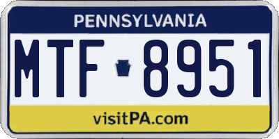 PA license plate MTF8951