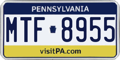 PA license plate MTF8955