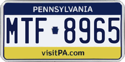 PA license plate MTF8965