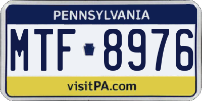 PA license plate MTF8976