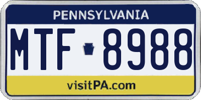 PA license plate MTF8988