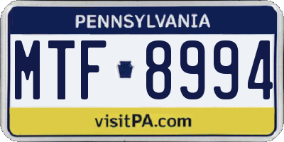 PA license plate MTF8994