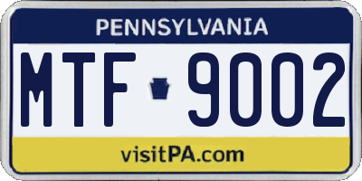 PA license plate MTF9002