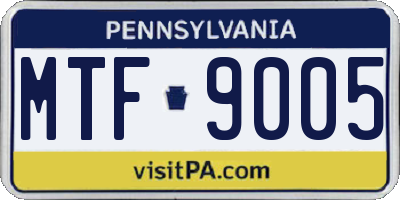 PA license plate MTF9005