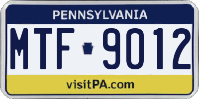 PA license plate MTF9012