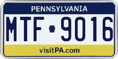 PA license plate MTF9016