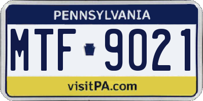 PA license plate MTF9021