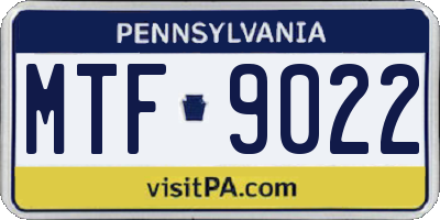 PA license plate MTF9022