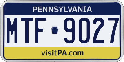 PA license plate MTF9027