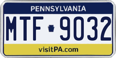 PA license plate MTF9032