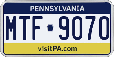 PA license plate MTF9070