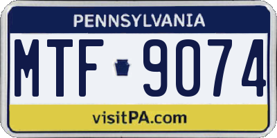 PA license plate MTF9074