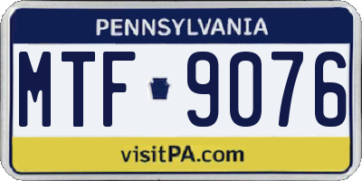 PA license plate MTF9076