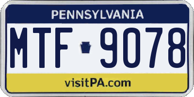 PA license plate MTF9078