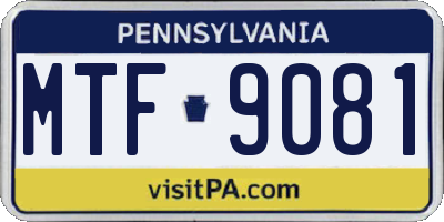 PA license plate MTF9081