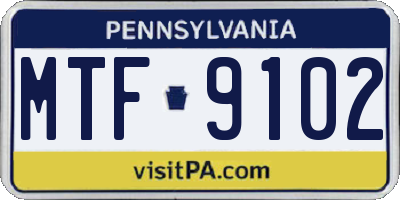 PA license plate MTF9102