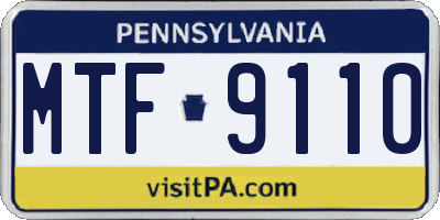 PA license plate MTF9110