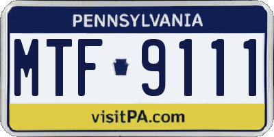 PA license plate MTF9111