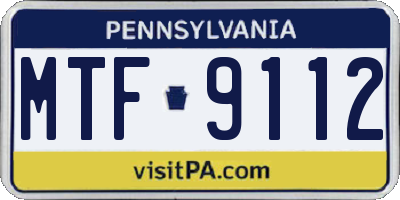 PA license plate MTF9112