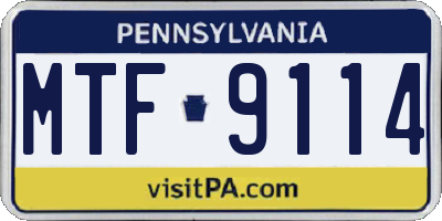 PA license plate MTF9114