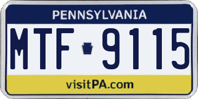 PA license plate MTF9115