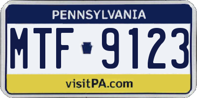 PA license plate MTF9123