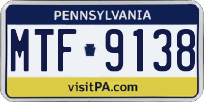 PA license plate MTF9138
